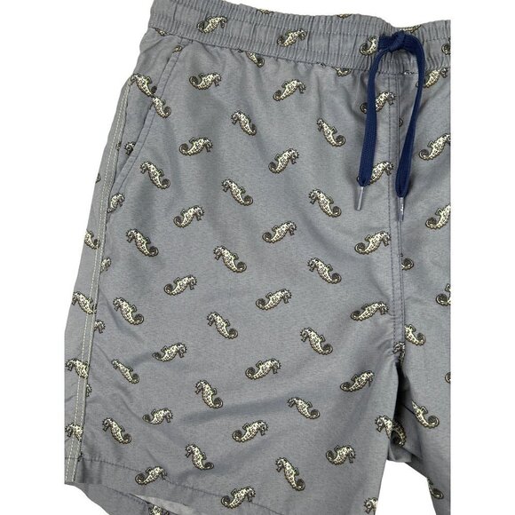 Reyn Spooner Mens Gray Seahorse Print Swim Shorts Size Medium - Picture 3 of 10